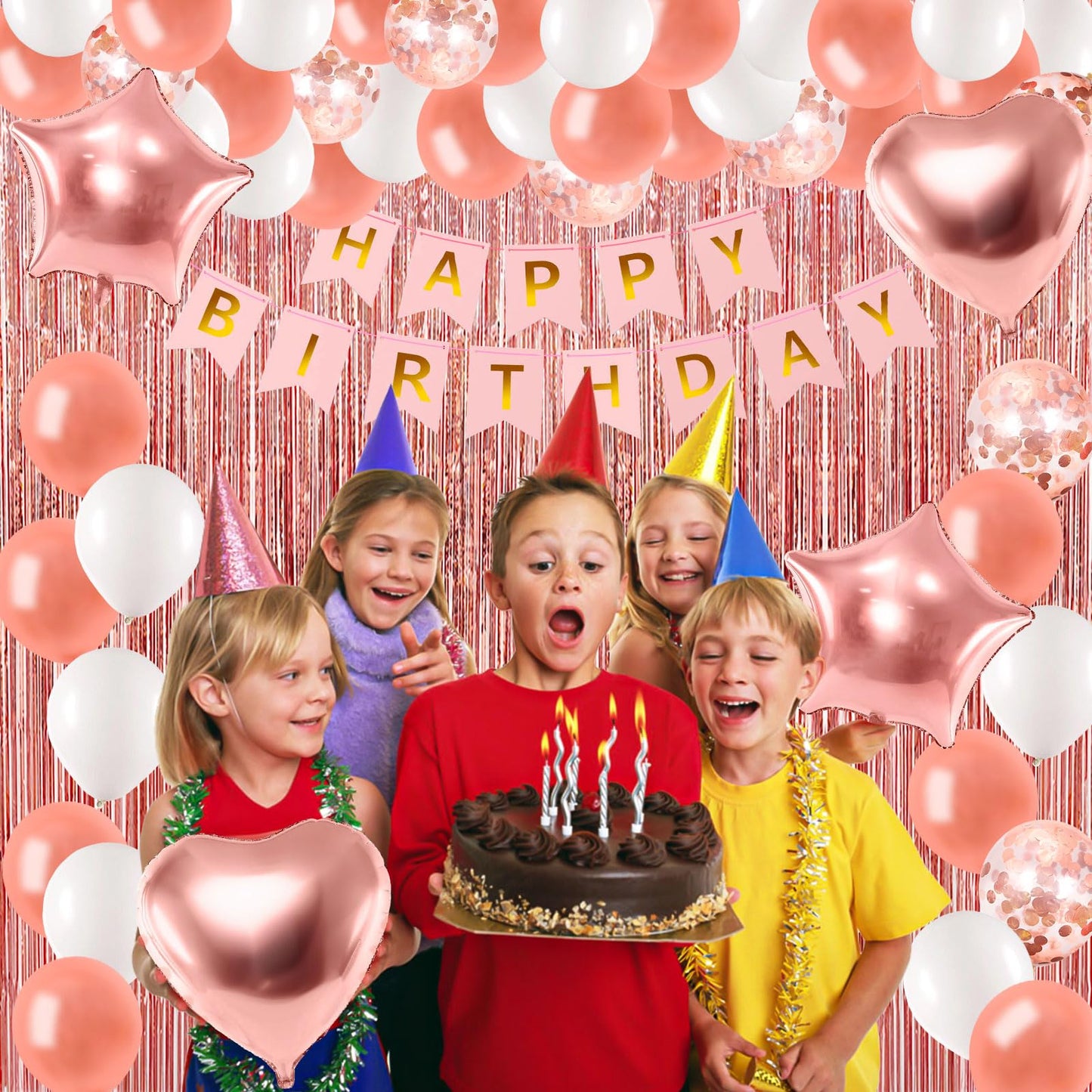 Rose Gold Birthday Decorations With Electric Balloon Pump, Happy Birthday Decorations for Women Girls, Birthday Party Decorations Kit Balloon Garland Kit Decoracion de Cumpleaños Para Mujer
