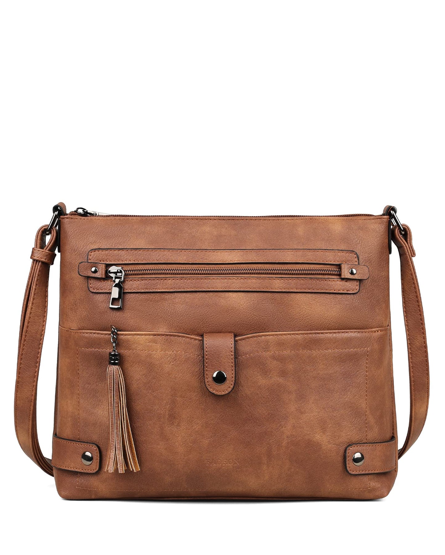 FADEON Large Crossbody Bags Purses for Women Crossbody Bag, Designer Faux Leather Cross Body Purse Multi Pocket Shoulder Bag Brown
