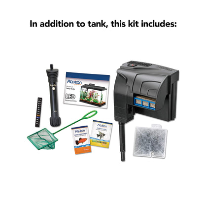 Aqueon Aquarium Fish Tank Starter Kit with LED Lighting 10 Gallon Fish Tank