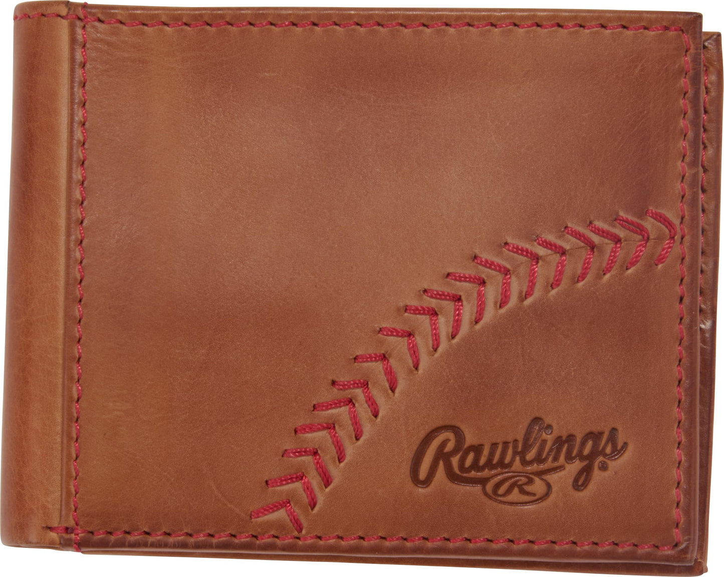 Rawlings | Men's Bifold Wallet Collection | Genuine Leather | Light Brown | Baseball Seam Stitch
