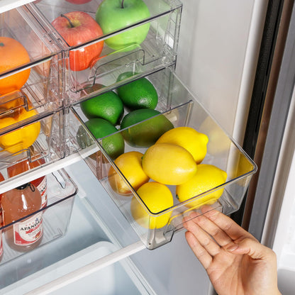 Vtopmart 4Pack Large Stackable Kitchen Pantry Storage Drawers, Clear Organizer Bins with Handles, Acrylic Drawer Organizers for Kitchen Pantry, Bathroom Undersink, Cabinet Organization and Storage