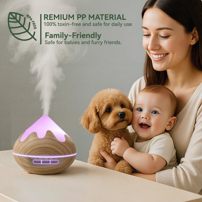 Essential Oil Diffuser for Home 500ML, Ultrasonic Large Diffuser Oil Machine with Remote Control, Aromatherapy Diffusers for Home Office Room, Aroma Diffuser with 14 Color LED & 2 Mist Mode, Brown