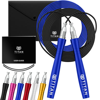 Titan Armour® Speed Rope - Professional Self-Locking & Adjustable, Adult Speed Jump Rope | 2 x Steel Ropes, Cable Protector & Travel Case | Jump Rope Crossfit, Boxing, Fitness MMA for Men & Women