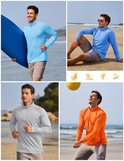TACVASEN Swim Shirts for Men Rash Guard Sun Shirt Long Sleeve Dry Fit Mens Sun Protection Cooling Athletic UV T-Shirts Outdoor Yellow M