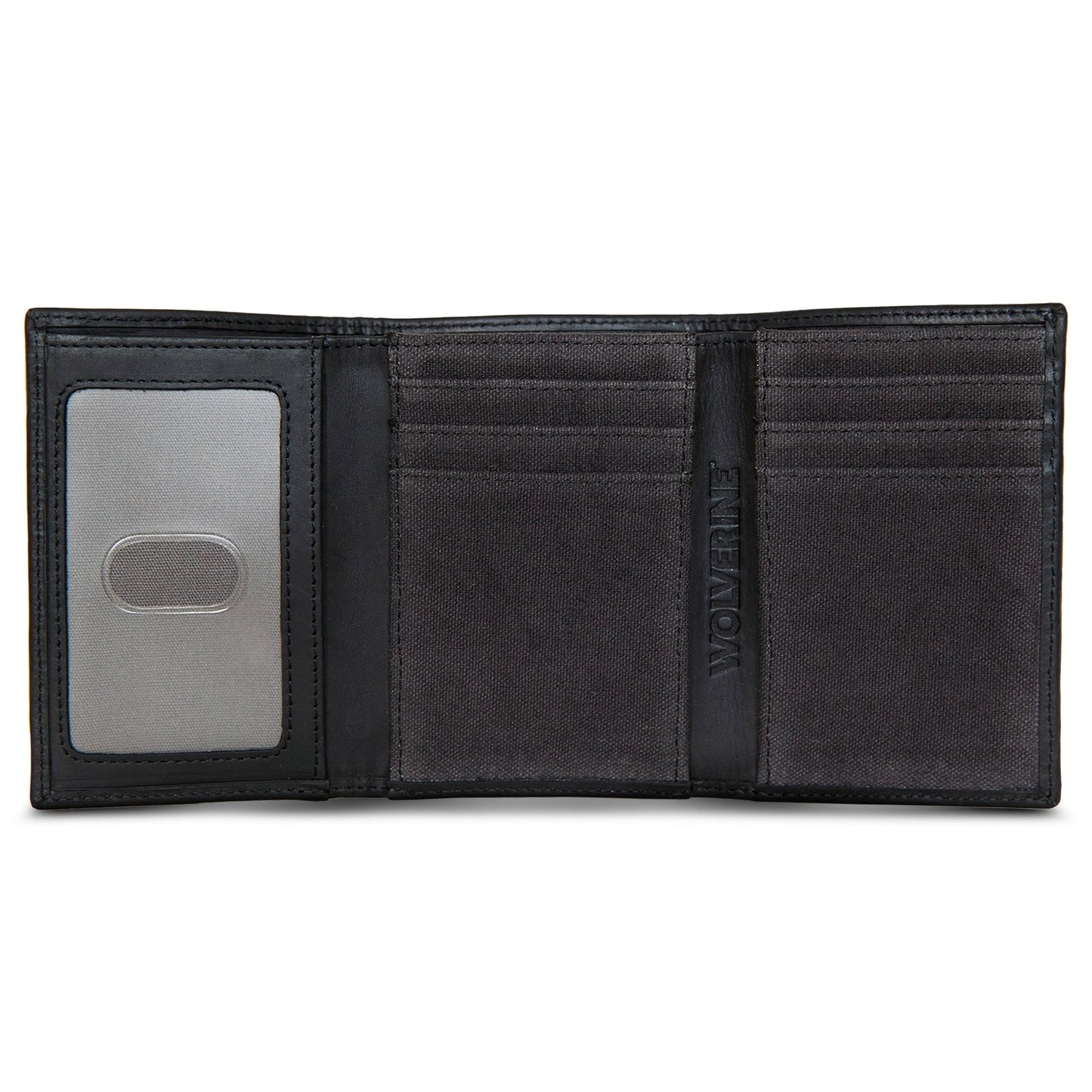 WOLVERINE Men's Trifold Wallet | RFID Blocking | Work, Canvas/Leather-Black/Grey, One Size