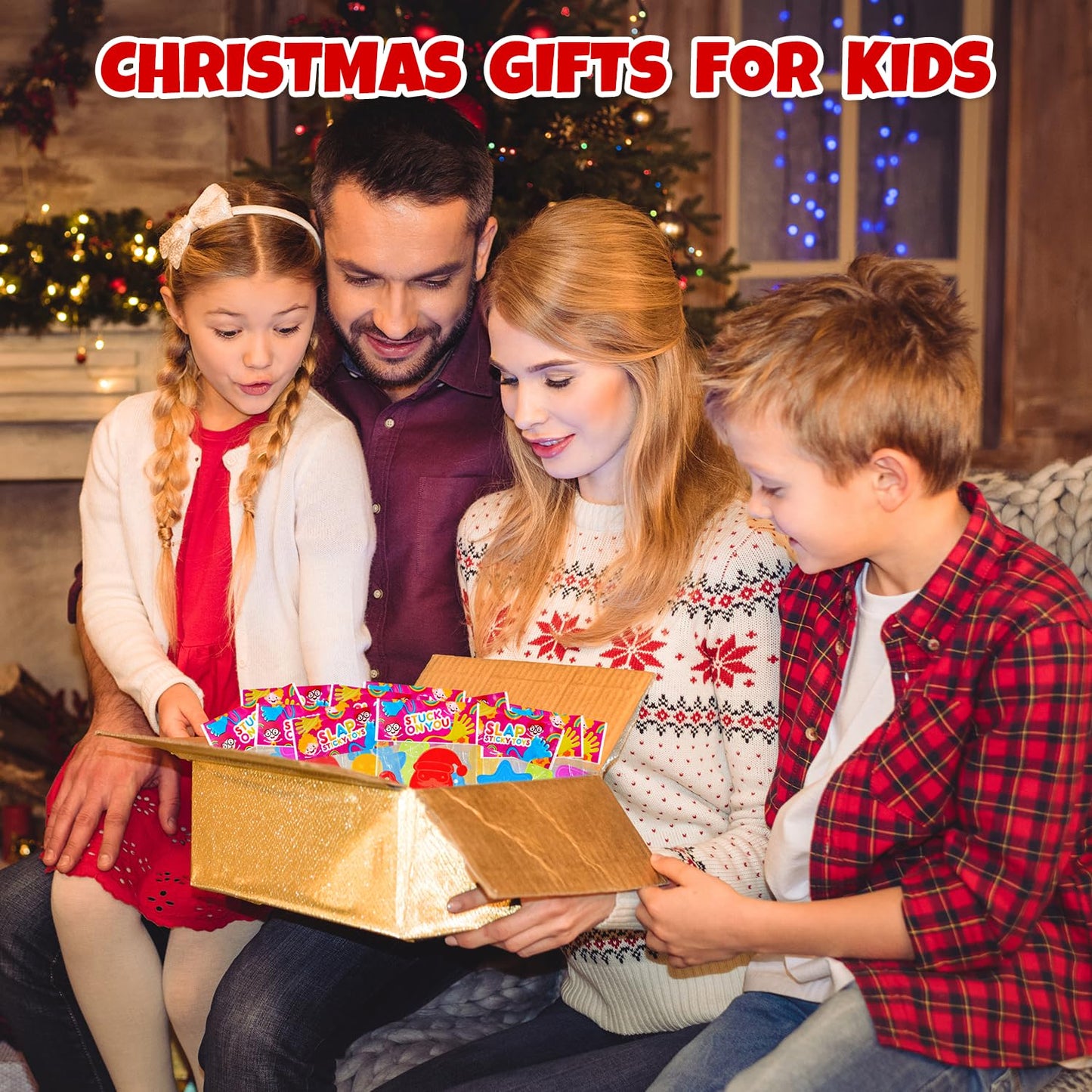Bulk Christmas Party Favors for Toddlers 100 PCS, Xmas Sticky Hands Goody Treat Bag Stocking Stuffer Fillers Bulk for Kids, Holiday Winter Toys Gifts Class School Games Prize Giveaways for Boys Girls