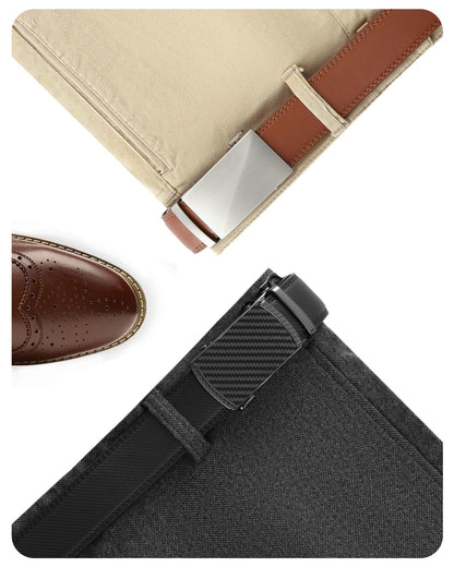 CHAOREN Mens Belt Leather Ratchet Belt 2 Pack - Customizable Fit, Effortless Style (35mm)