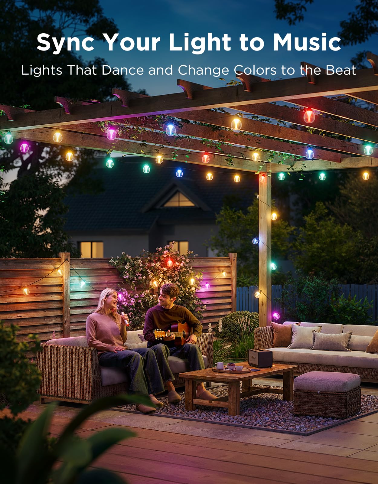 Govee Clear Bulb Outdoor String Lights 144ft, RGBWIC Smart Outdoor Lights with 45 Dimmable LED Bulbs, 111 Scene Modes, IP67 Waterproof & Shatterproof, Works with Alexa, Google & Matter for Patio