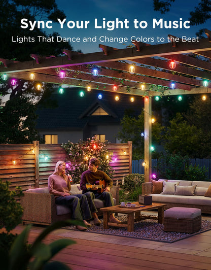 Govee Clear Bulb Outdoor String Lights 144ft, RGBWIC Smart Outdoor Lights with 45 Dimmable LED Bulbs, 111 Scene Modes, IP67 Waterproof & Shatterproof, Works with Alexa, Google & Matter for Patio