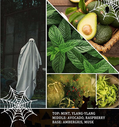 Halloween Decor Indoor-Halloween Gifts Candles for Women with LED Ghost, Ghost Candle with Mint & Musk Scent Over 40 Hours of Burn Time, Gift for Holiday, Home Fall Decorations Indoor, 100% Soy Wax