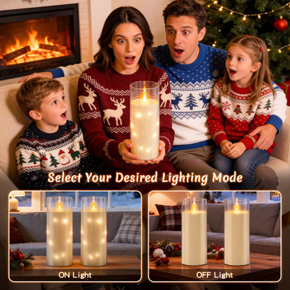 11" x 4" Large Outdoor Waterproof LED Candles, 2Pcs Pillar Candles with Remote & Timer, Flameless Candle Battery Operated with Embedded Star String for Porch, Patio, Outdoor Decor and Christmas
