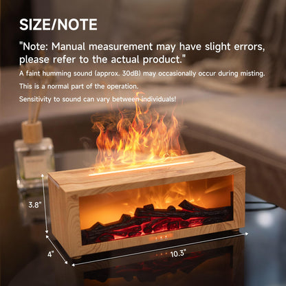 Fireplace Flame Air Diffuser Humidifier,7 Colors Aromatherapy Essential Oil Diffuser,Ultrasonic Aroma Humidifier with Timer for Home,Bedroom,Office,Yoga (BlackB, L)