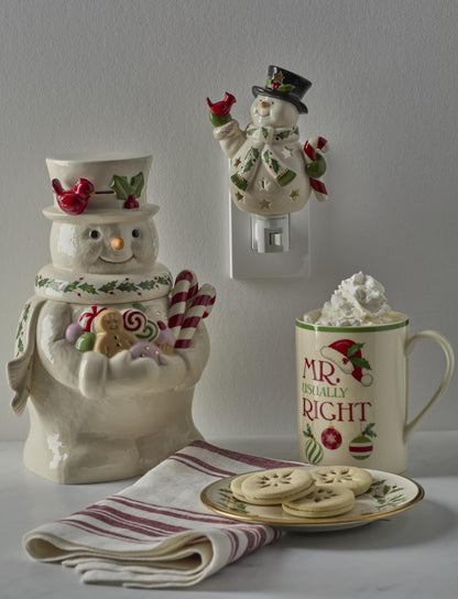 Lenox 897958 Happy Holly Days Snowman Night Light, Christmas Decorations, Decor