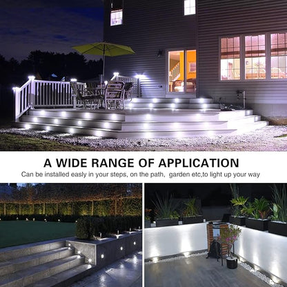 Deck Lights Outdoor Waterproof Low Voltage Lighting Kit Stainless Steel 1W Outdoor Yard Garden Decoration Lamps Landscape Pathway Patio Step Stairs Black Border(20pcs,Cool White)