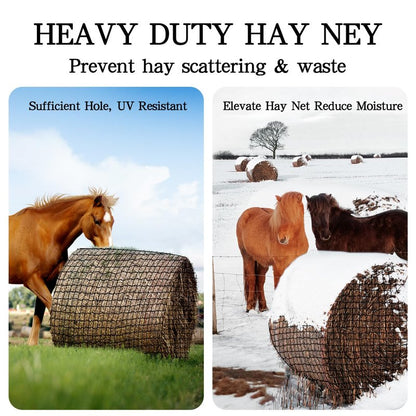 NizHome Large Round Bale Hay Net, 6 * 6FT Slow Feed Hay Net for Horses with 5mm Holes, Heavy Duty Haynet for Round Bale or Square Bale