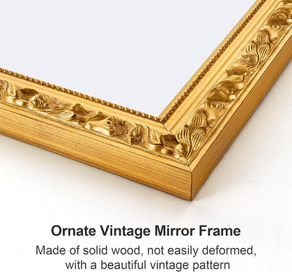 Gold Vintage Mirror, 40'' x 28'' Traditional Antique Wall Mirrors with Ornate Gold Frame, Bathroom Decorative Mirrors for Wall Decor