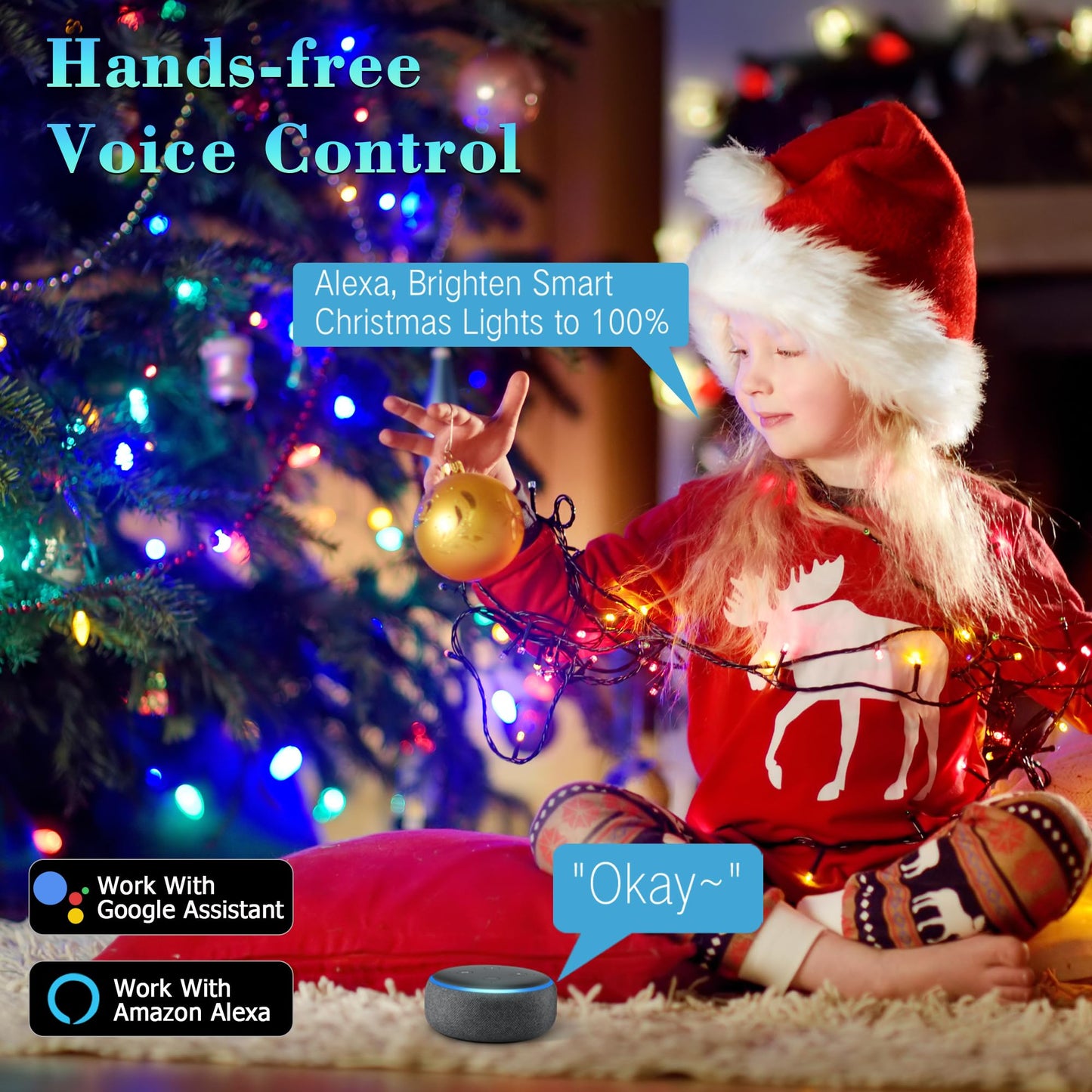 BrizLabs Smart Christmas Tree Lights, 262ft 800 LED Color Changing WiFi Christmas Lights Work with Alexa & Google Home, Cool White & Multicolor APP Xmas Light Music Sync Smart Light for Xmas Tree Home