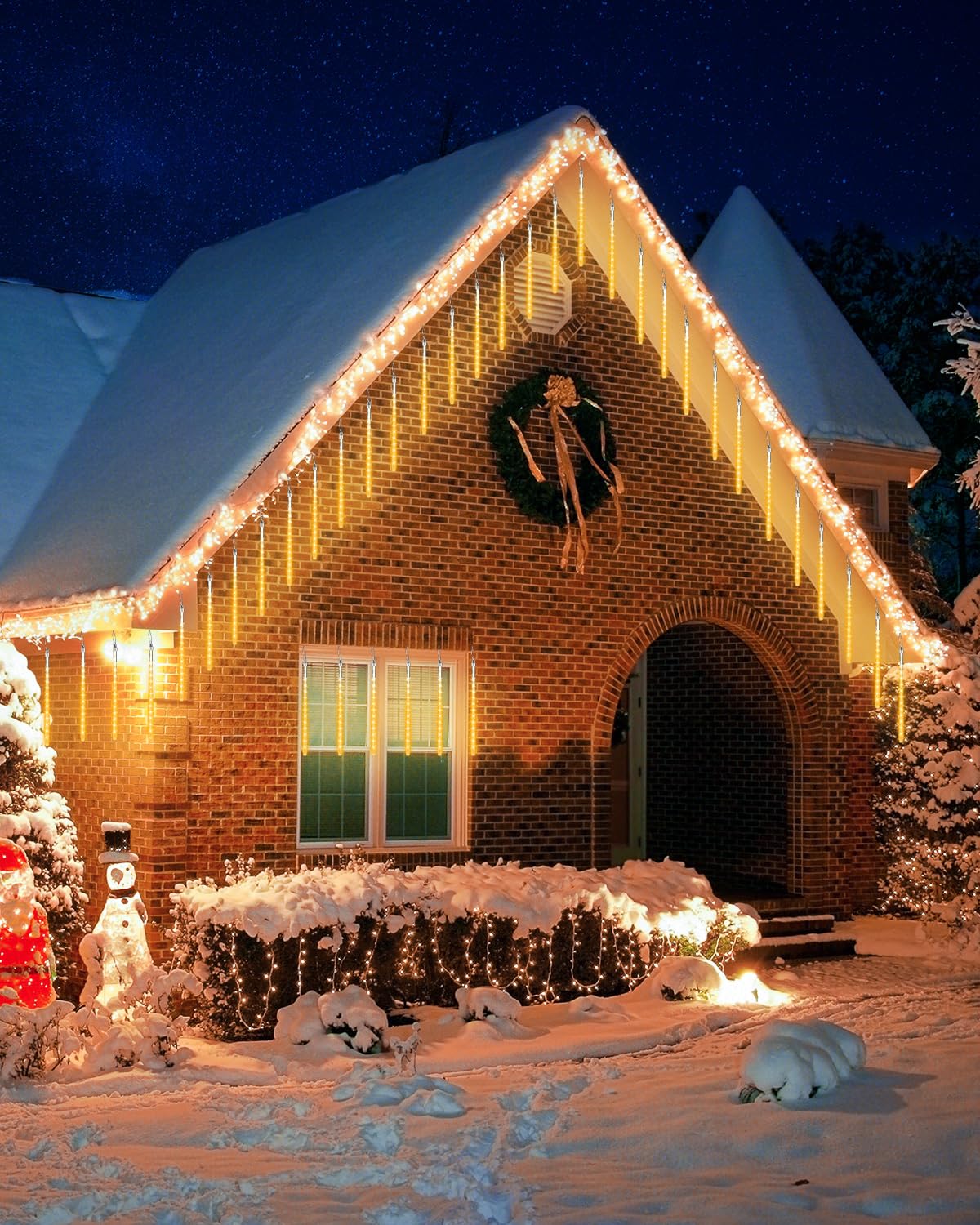 iBaycon 20 Tubes 640 LED Meteor Shower Rain Lights, 15.7 inches Cascading Icicle Lights Waterproof Outdoor, Connectable Falling Raindrop Light with Timer for Holiday Party Christmas Decorations