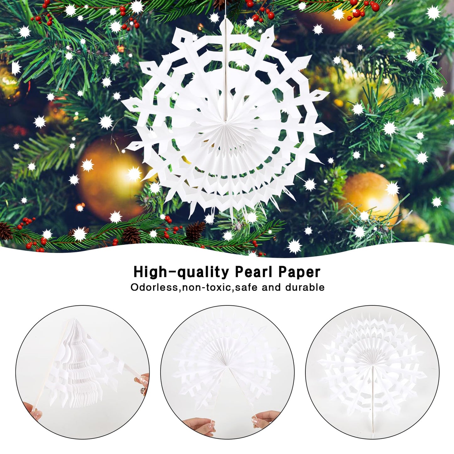 BestoFun 12 PCS White Paper Snowflake Decorations Frozen Birthday Party Supplies Winter Wonderland Party Decorations Christmas Large Snowflake Decorations Hanging Snowflake Decorations