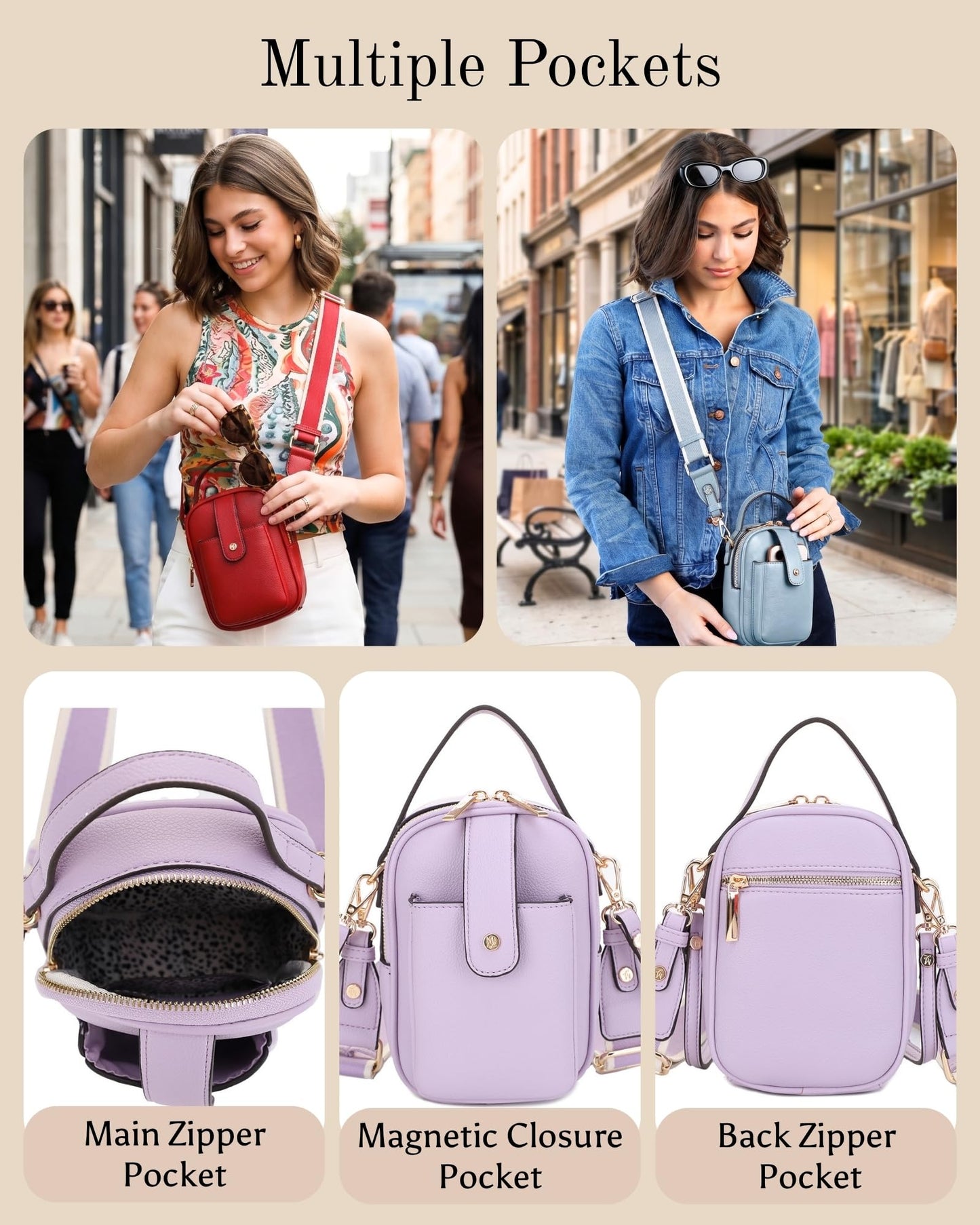 Mali+Lili Gail Vegan Leather Multi Compartment Crossbody Bag - Lavender