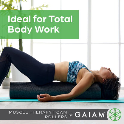 Gaiam Restore Foam Roller for Muscle Massage - 36" Long Foam Roller, Deep Tissue Muscle Massager for Sore Muscles & Stimulation - Total Body Pain Relief, Back, Neck, Foot, Calf, Leg, Arm - Grey