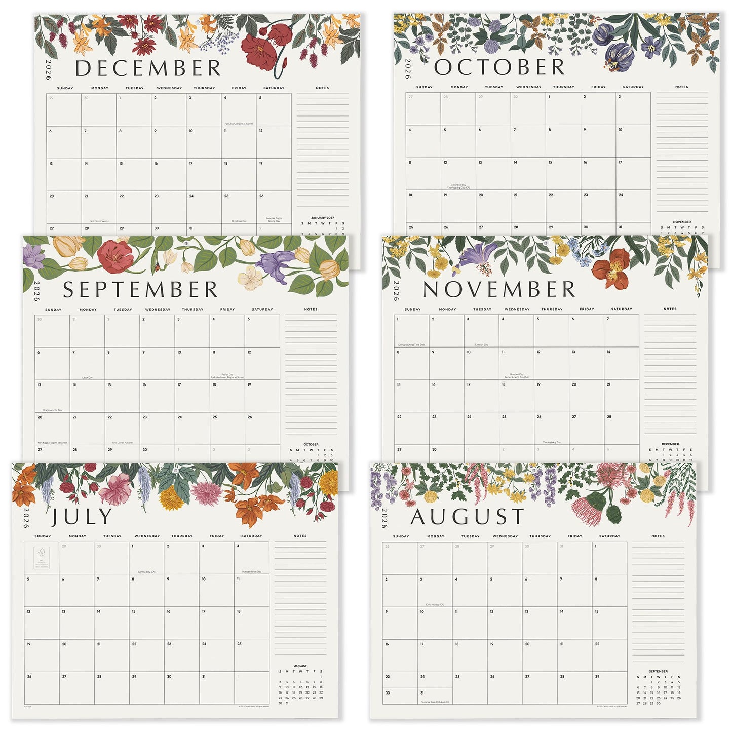 Desk Calendar 2026 with Desktop Mat, Cabbrix Large Desk Pad Calendar 22 x 17 Inch Runs From July 2026 to December 2027, Classic Floral Design Calendar 2026 for Home School and Office (Blue)