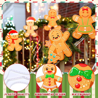 VioraWhite 18 Pcs Christmas Tree Decorations 7.87 Inch Extra Large Gingerbread Man Picks Christmas Gingerbread Man Tree Topper Ornaments for Xmas Winter Home Office Party Vase Decorations