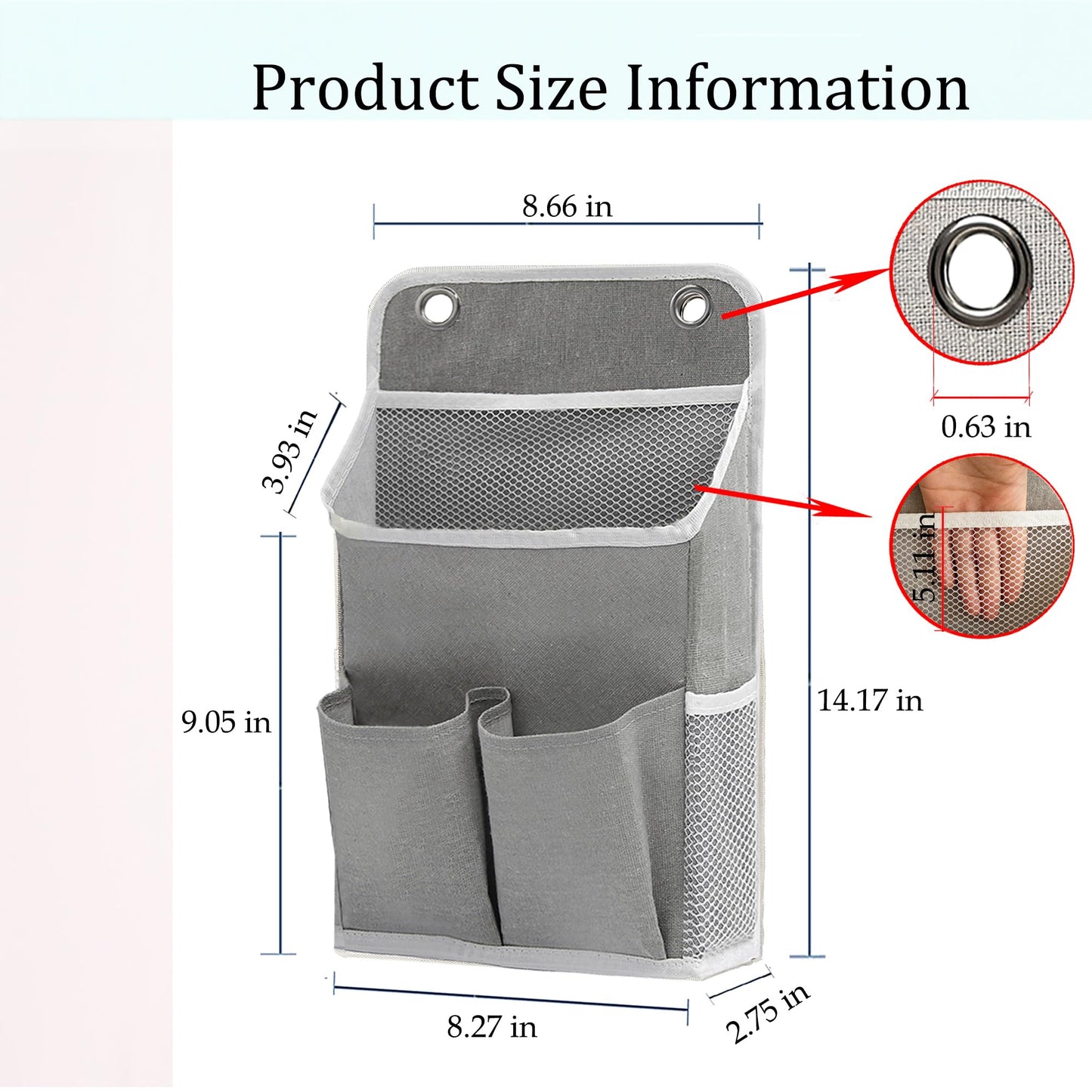 Someteth Hanging Basket for Organizing, Wall Organizer with Pockets and Over The Door Organizer，Can for Home, Closet, Office and Camper (4 Grey)