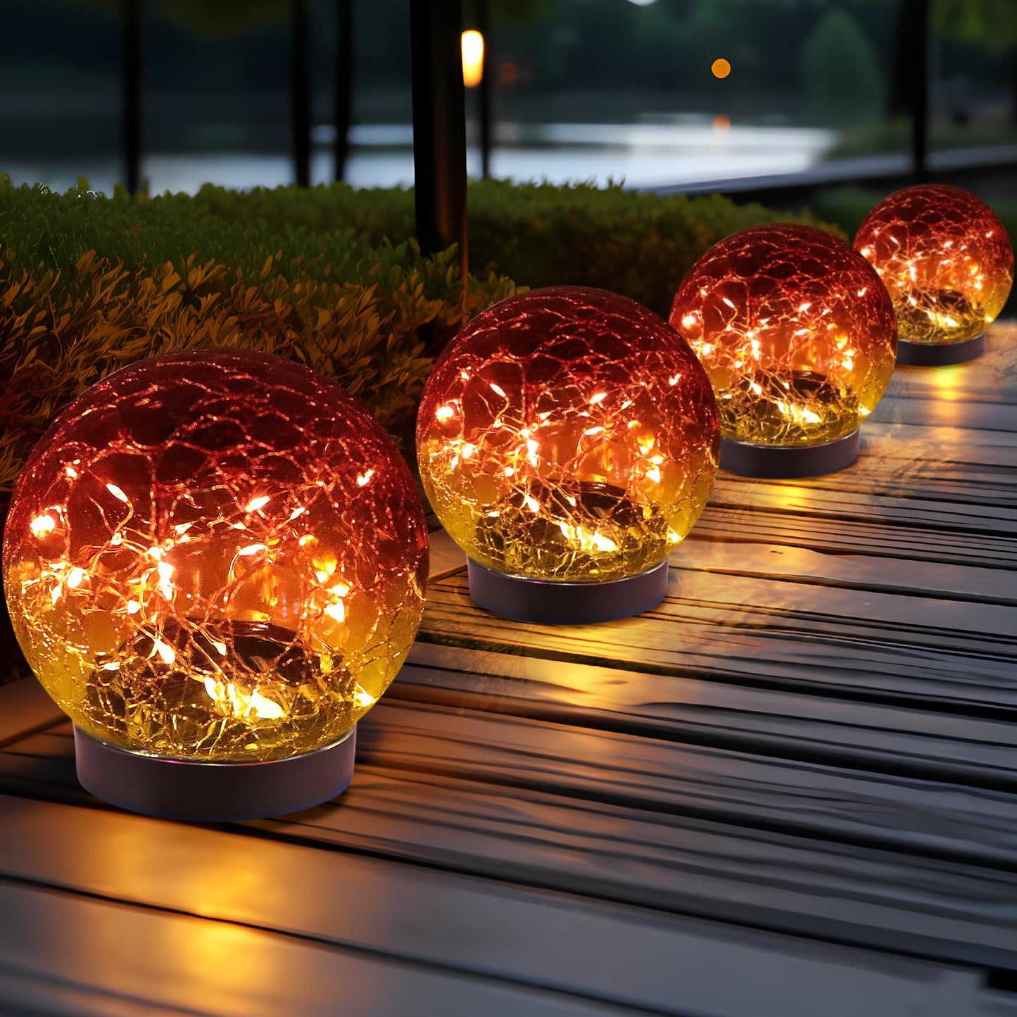 JKIMK Solar Globe Lights Outdoor Waterproof - Cracked Glass Ball Lights for Garden, Patio, Yard, Lawn and Backyard Decor - Decorative Orbs for Outside