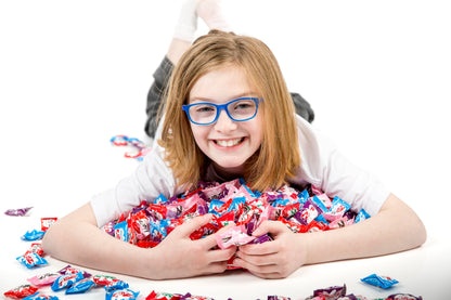 Zotz Fizzy Bulk Candy (Assorted, 100 Units)- Hard Candy Individually Wrapped- Assorted 7 Fruit Flavors, Cherry, Watermelon, Strawberry, Blue Raspberry, Apple, Orange & Grape- From Italy Since 1970