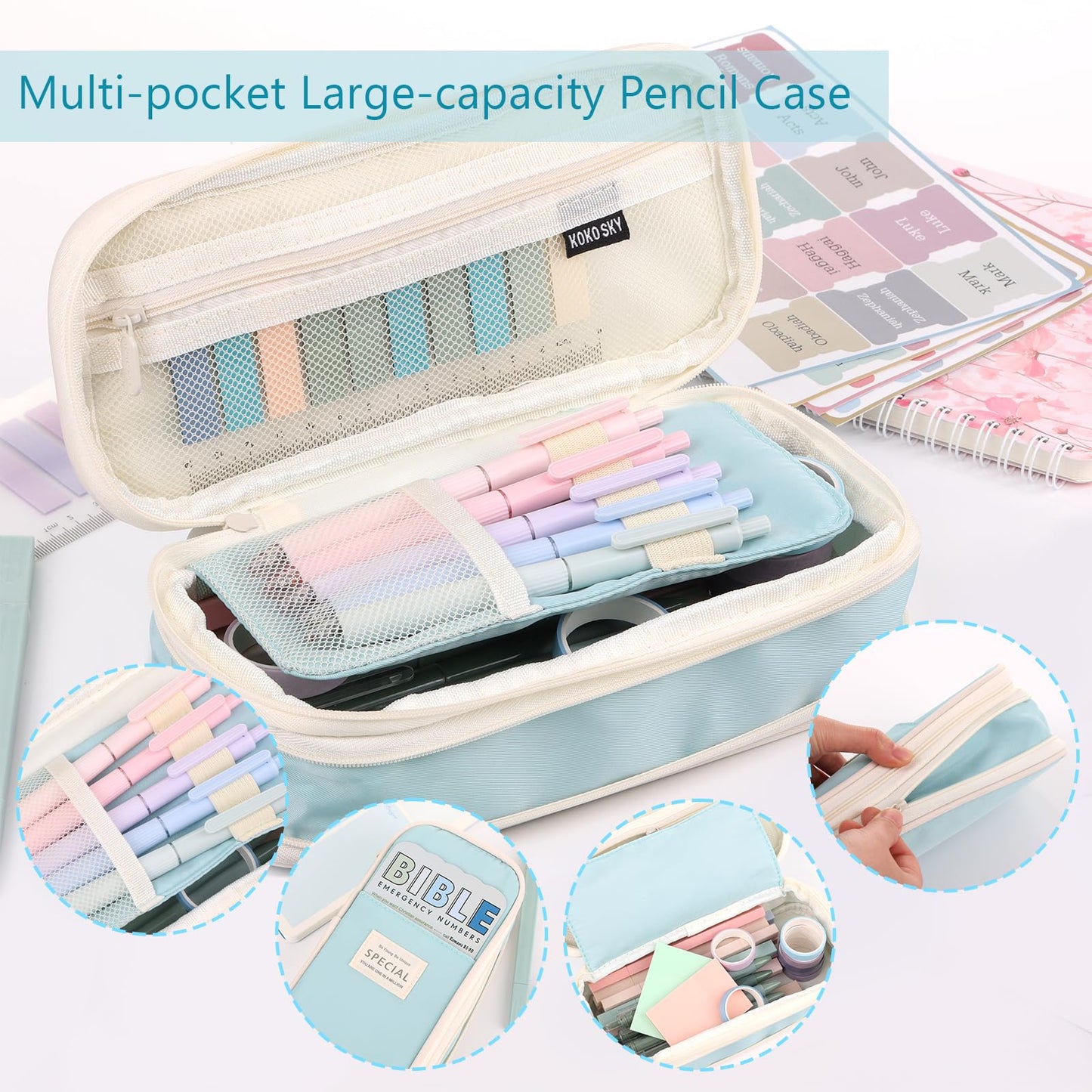 XKDOUS Bible Study Supplies Journaling Kit for Women, Bible Study Kit Journaling Supplies Includes Prayer Journal, Highlighters, Emergency Card, Pencil Case and More, Christian Gifts for Women, Pink