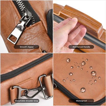 13 Inch Leather Laptop Bag for 2026 MacBook Neo A18 Pro A3404, 2026-2022 MacBook Air 13 M5 M4 M3, Protective Carrying Sleeve Travel Case with Accessory Pockets, Brown