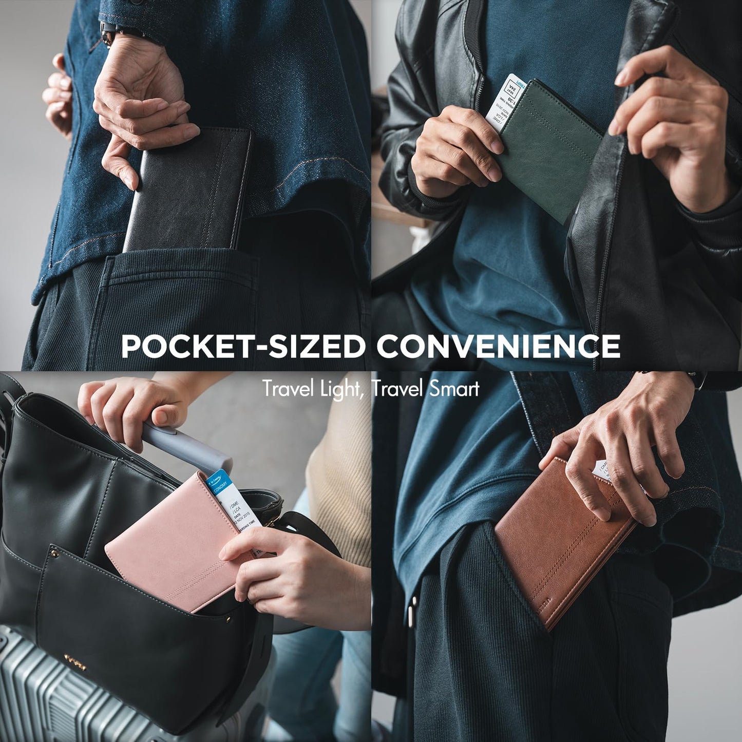 VULKIT Passport Holder for Travel, Rfid Blocking Passport Cover, Slim Travel Wallet for Men & Women, Cognac Brown
