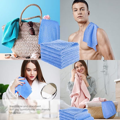 Syhood 12 Pieces Face Wash Cloth 12 x 12 in Makeup Remover Cloths Towel Coral