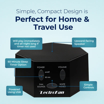 LectroFan High Fidelity White Noise Machine with 20 Unique Non-Looping Fan and White Noise Sounds and Sleep Timer