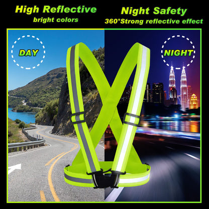 Hercicy 20 Pcs Reflective Vest High Visibility Safety Vests, Adjustable Running Gear Straps Lightweight Reflector for Construction (Yellow)
