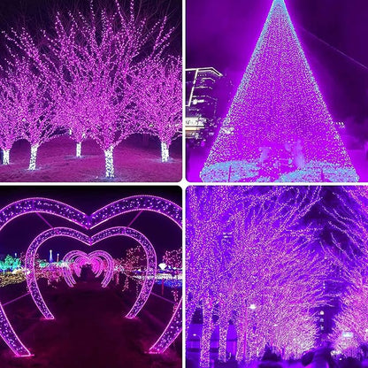2 Pack 480 LED Solar Chrismas Lights Outdoor, 170 FT Super Long Solar String Lights for Outside with 8 Modes & Memory Function, Waterproof Twinkle Light for Xmas Tree Yard Party Decorations(Purple)