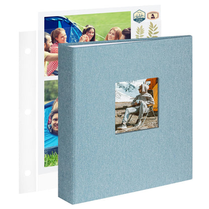 1DOT2 8.5x11 Inch Large 3 Ring DIY Scrapbook Photo Album with 30 Plastic Sleeves 60 Pages Blank Scrapbooks, 8.5 x 11 Scrap Book Albums for Baby Travel Wedding Graduation kids (Cyan Blue)