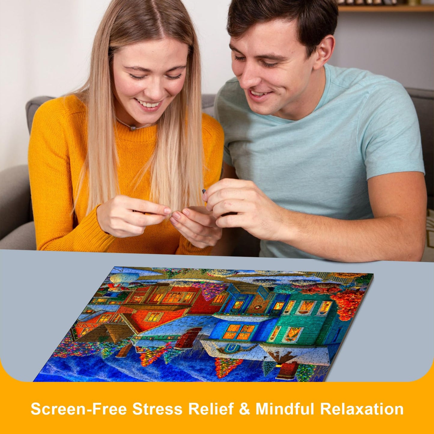 1000 Piece Magical Winter Town Puzzle for Adults