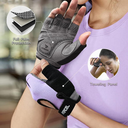 ATERCEL Weight Lifting Gloves Full Palm Protection, Workout Gloves for Gym, Cycling, Exercise, Breathable, Super Lightweight for Men and Women(Violet, S)