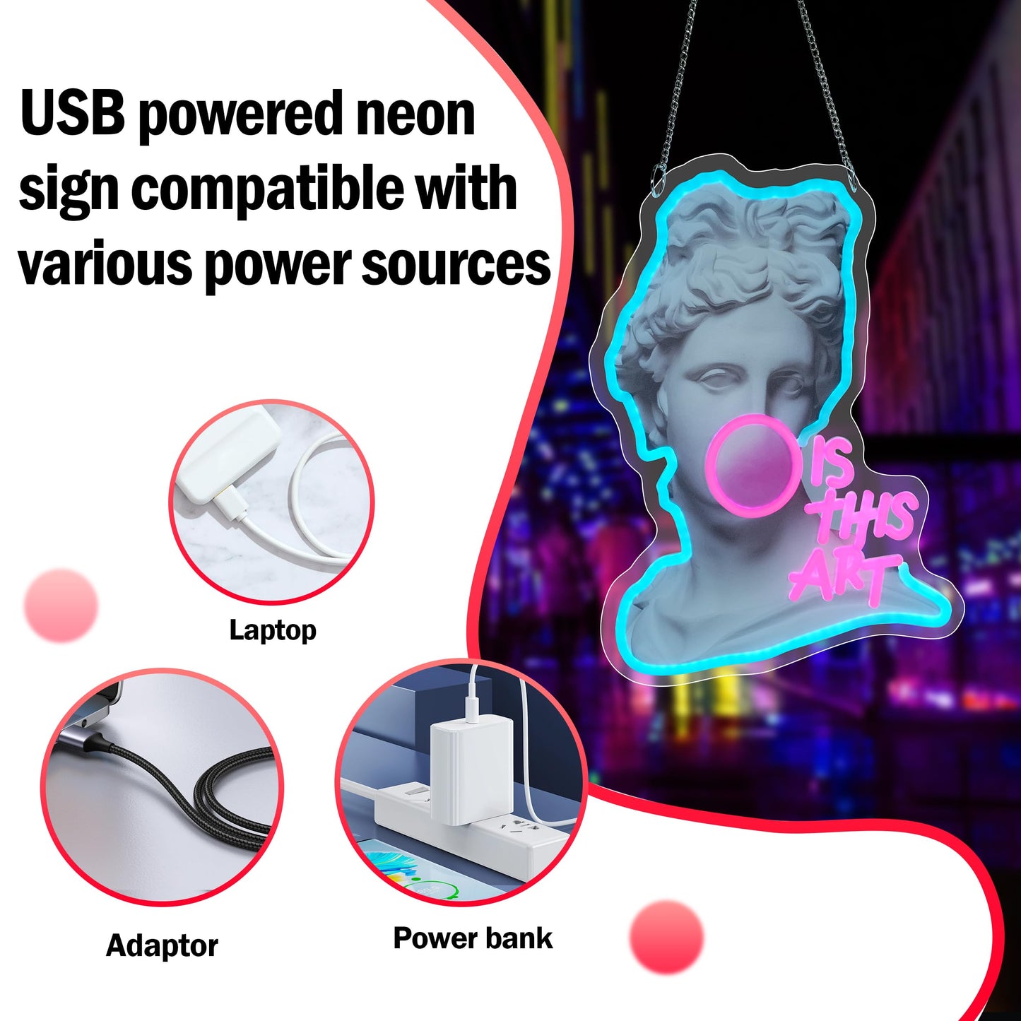 LIUISNEO IS THIS ART Neon Sign,Innovative Integral Forming Process,With Dimmable Switch For All Holiday Party and Home Decoration