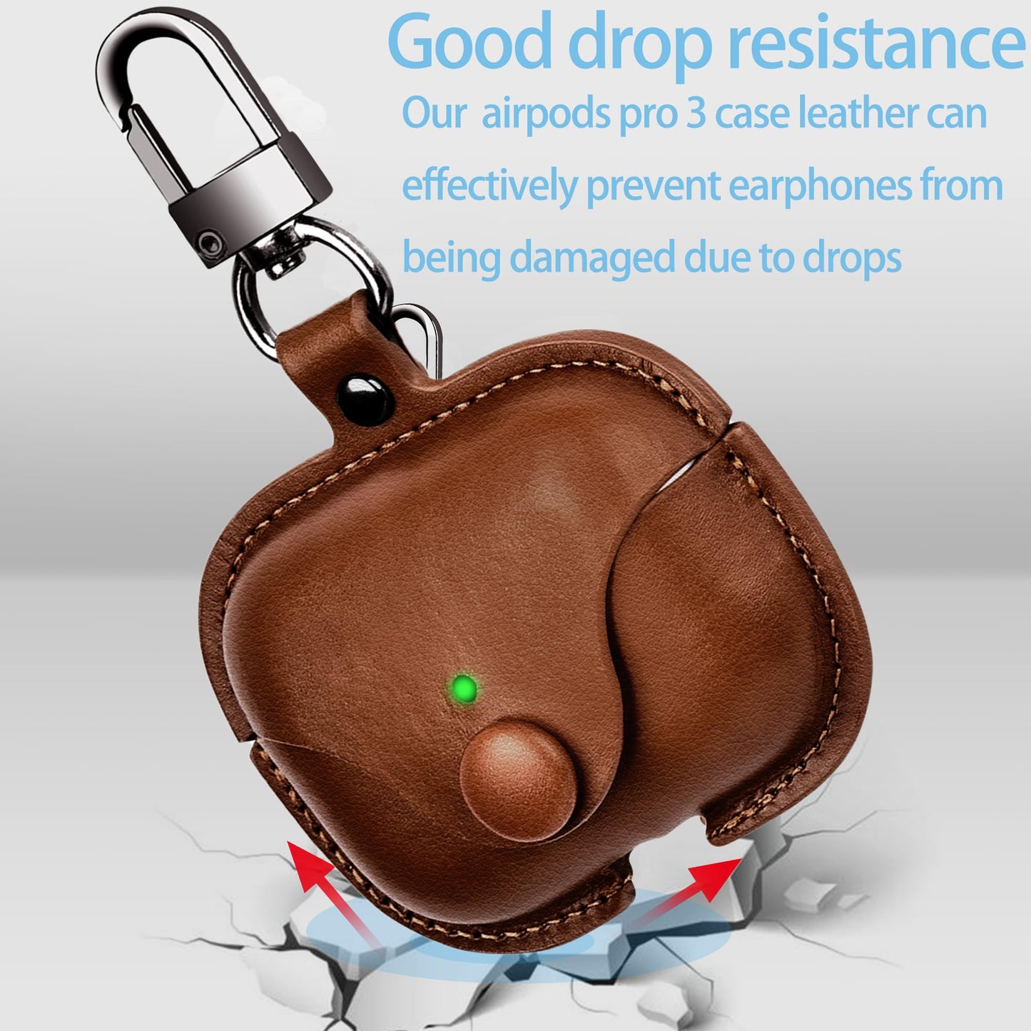 SURANBULI for AirPods Pro 3 Case Leather | One Piece Cute iPod AirPods Pro 3 Generation Case for Man Women| with Keychain-Model A2700/A2931(Lightbrown)