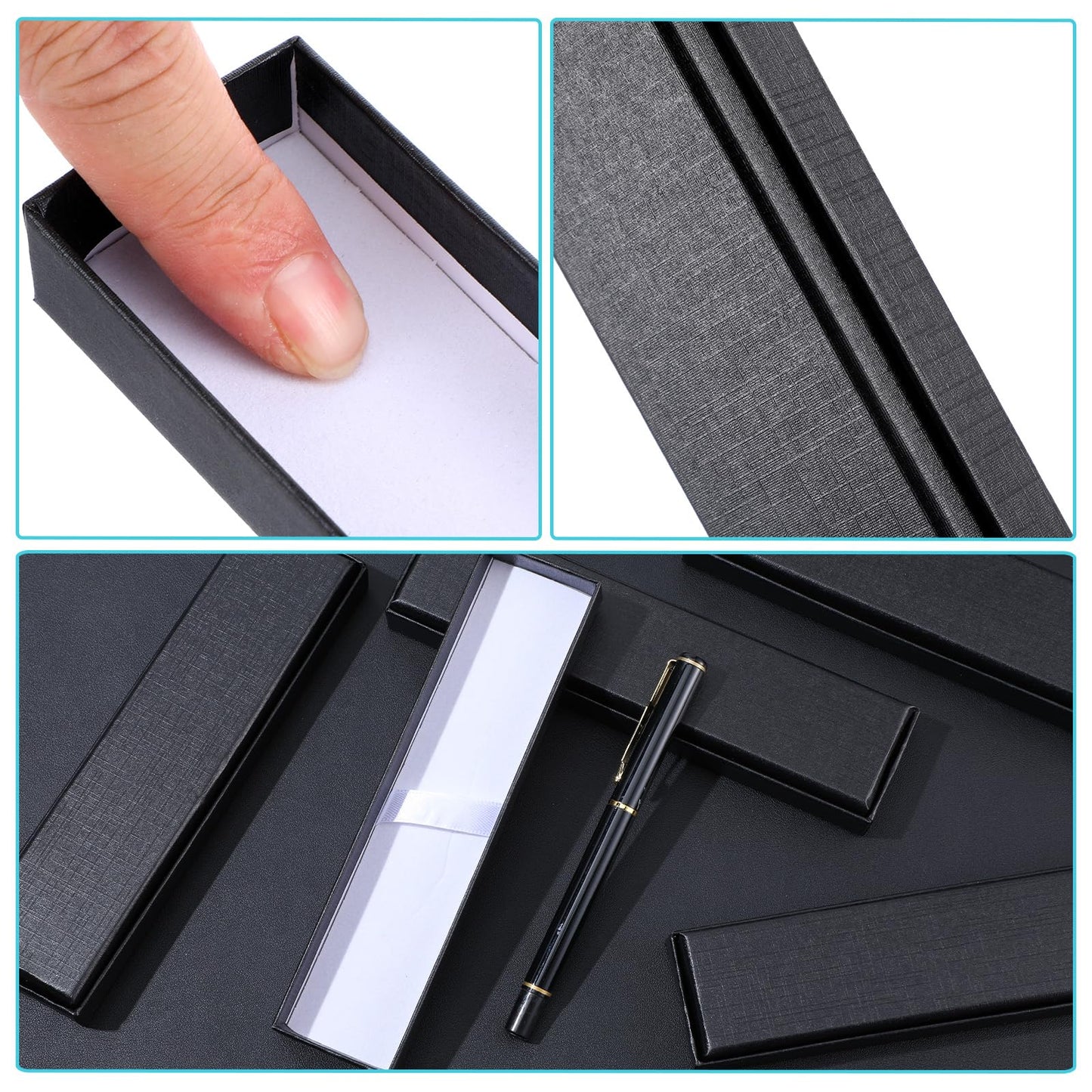 HOFURME 12 Pieces Empty Pen Gift Box Black Cardboard Case with Clear Window for Jewelry Pencil Ballpoint Fountain Pen Display for Christmas Gift Packing Business Birthday Souvenir Office Supplies