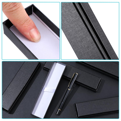 HOFURME 12 Pieces Empty Pen Gift Box Black Cardboard Case with Clear Window for Jewelry Pencil Ballpoint Fountain Pen Display for Christmas Gift Packing Business Birthday Souvenir Office Supplies