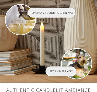 Luminara - Flameless Battery Operated Taper Candle - Pearl Ivory - Pack of 1-1x9.5 - LED Flickering Flame - Realistic Safe for Home Kids and Pets