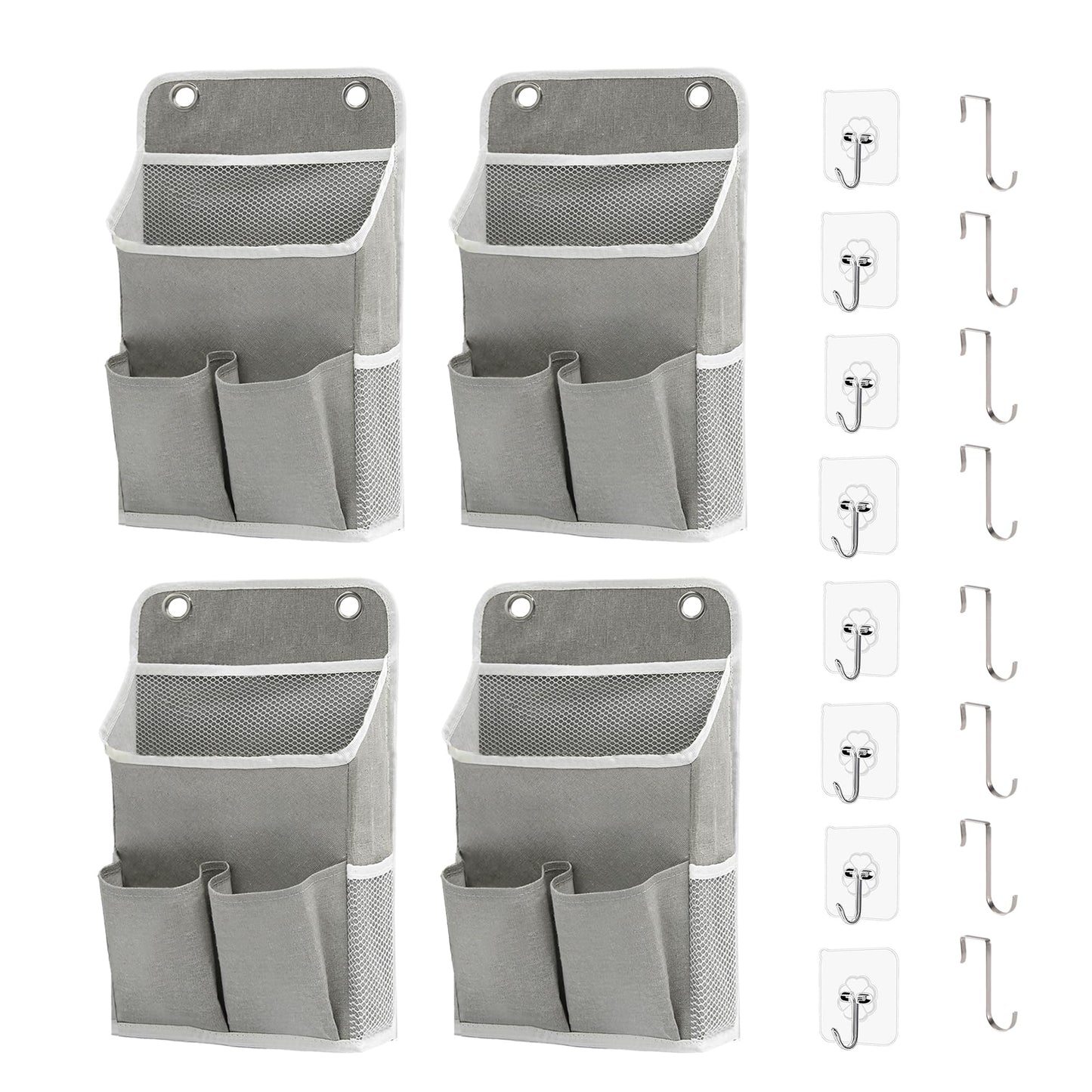 Someteth Hanging Basket for Organizing, Wall Organizer with Pockets and Over The Door Organizer，Can for Home, Closet, Office and Camper (4 Grey)