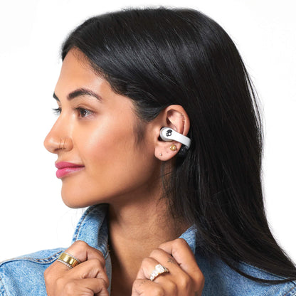 Skullcandy Push 720 Open Wireless Open Ear Bluetooth Earbuds, Headphones, Waterproof, Clip-On Lightweight Design, 30 Hours Battery, Wireless Charging Pouch, Microphone for iPhone Android - Chrome