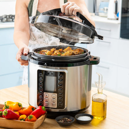 Moss & Stone Electric Pressure Cooker with Large LCD Display, Multi-Use 6 Quart Pot, 14-in-1 Cooker & Maker: Slow, Rice, Steam, Saute, Yogurt, Egg, Warmer