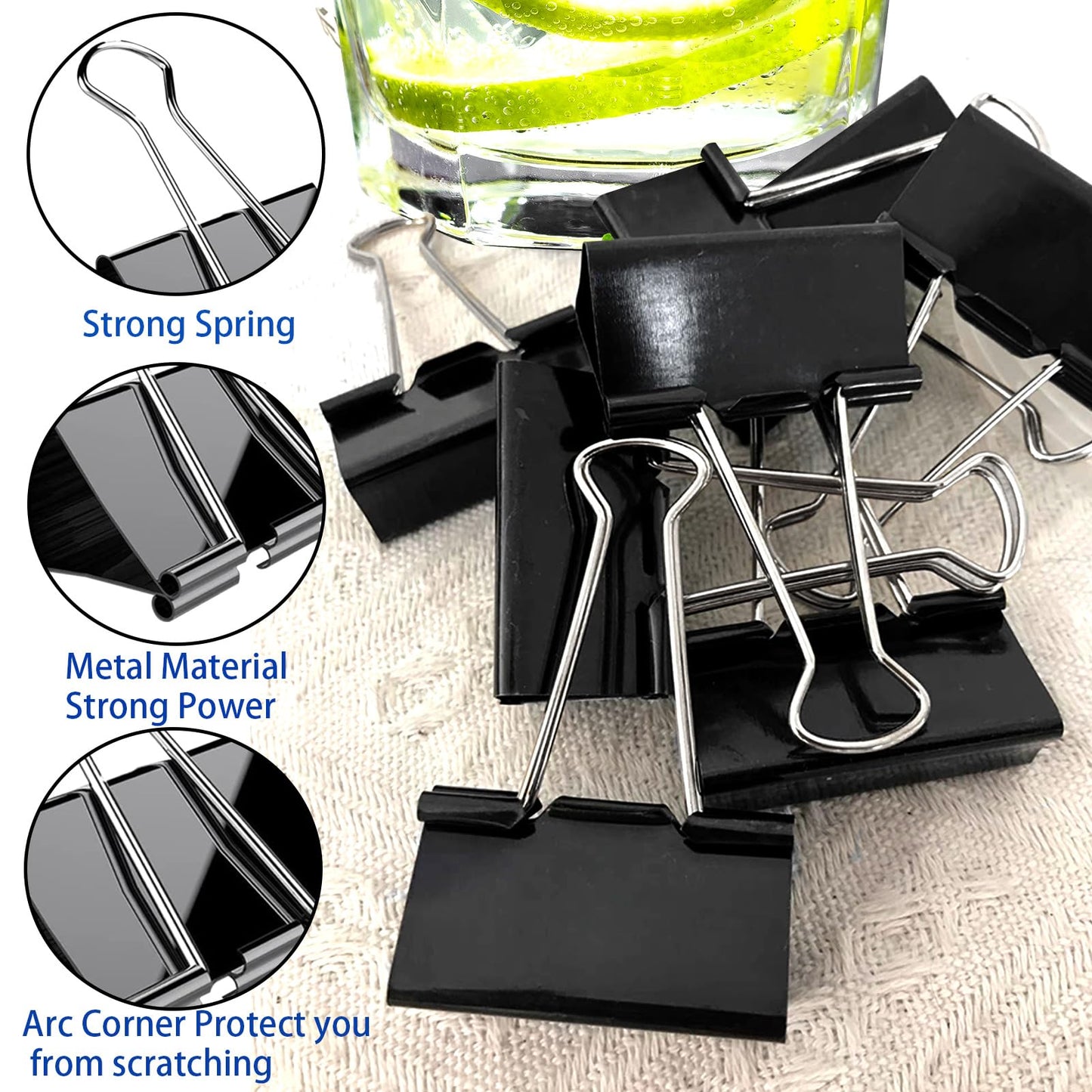 50 Pack Extra Large Binder Clips 2.4 Inch, Upgrade Large Binder Clips Big Paper Clips Clamps for Office and Home Supplies, Black