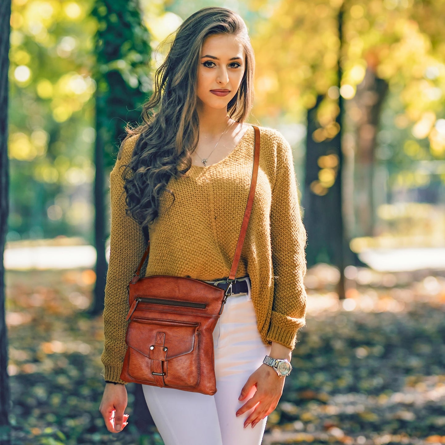 HESHE Crossbody Bags Leather Purse Vintage Shoulder Hangbags Satchel Bag with Multi Pockets Hobo Crossbody Purses(Coffee)